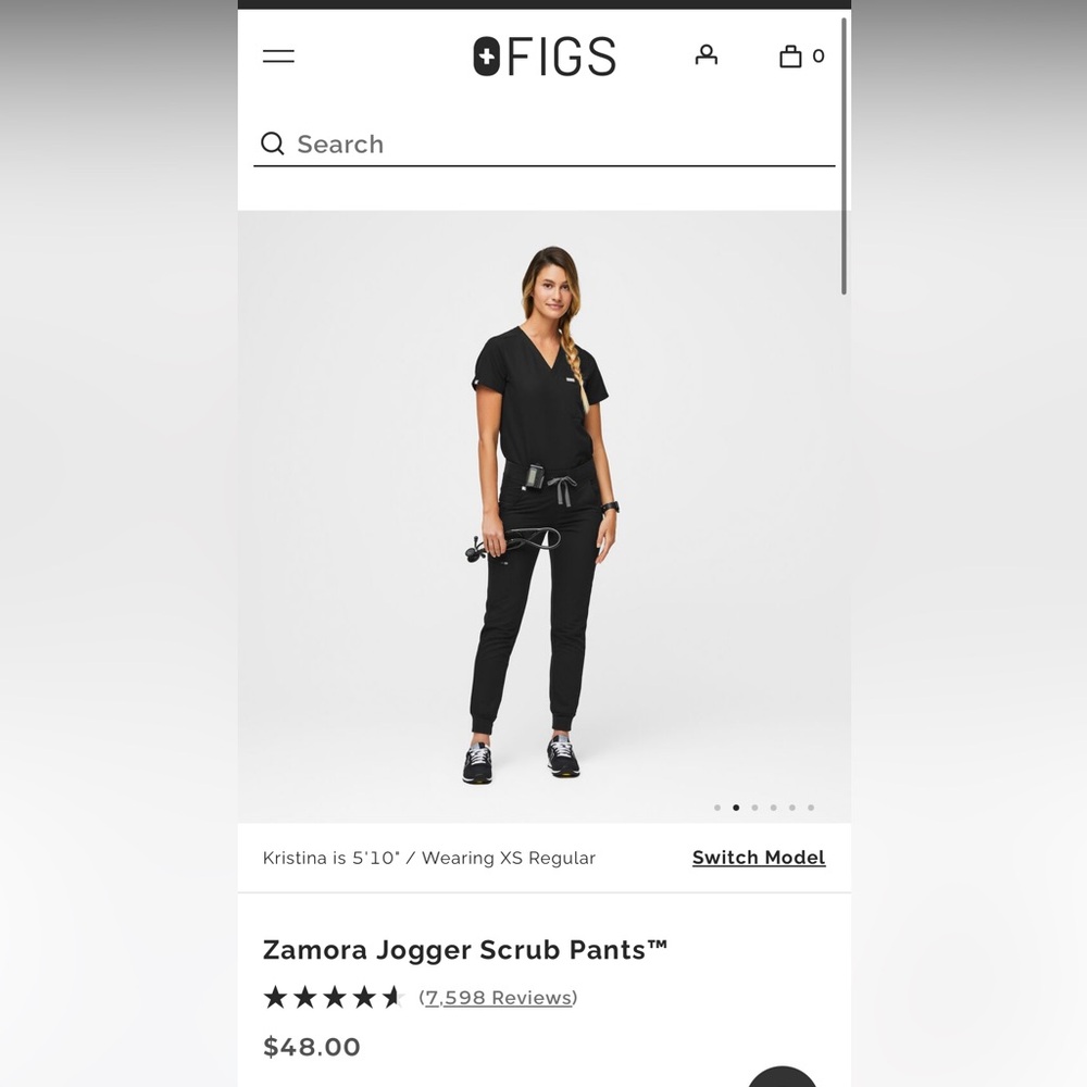 Figs Zamora black jogger scrub pant women’s medium tall M/T